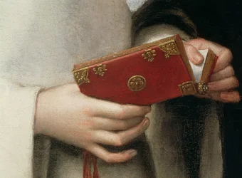 Porträt der Schwester des Künstlers im Habit einer Nonne, Detail ihres Gebetbuchs (Detail)